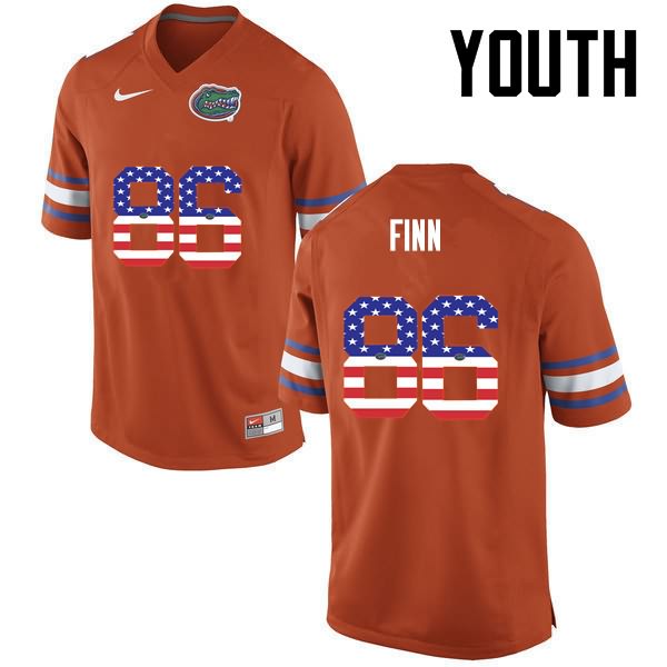 NCAA Florida Gators Jacob Finn Youth #86 USA Flag Fashion Nike Orange Stitched Authentic College Football Jersey CGQ5264KE